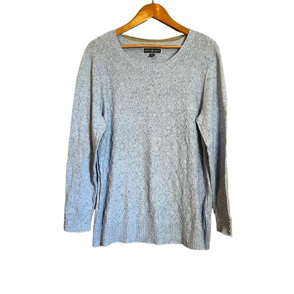 NWT! Karen Scott light blue crew neck knit sweater